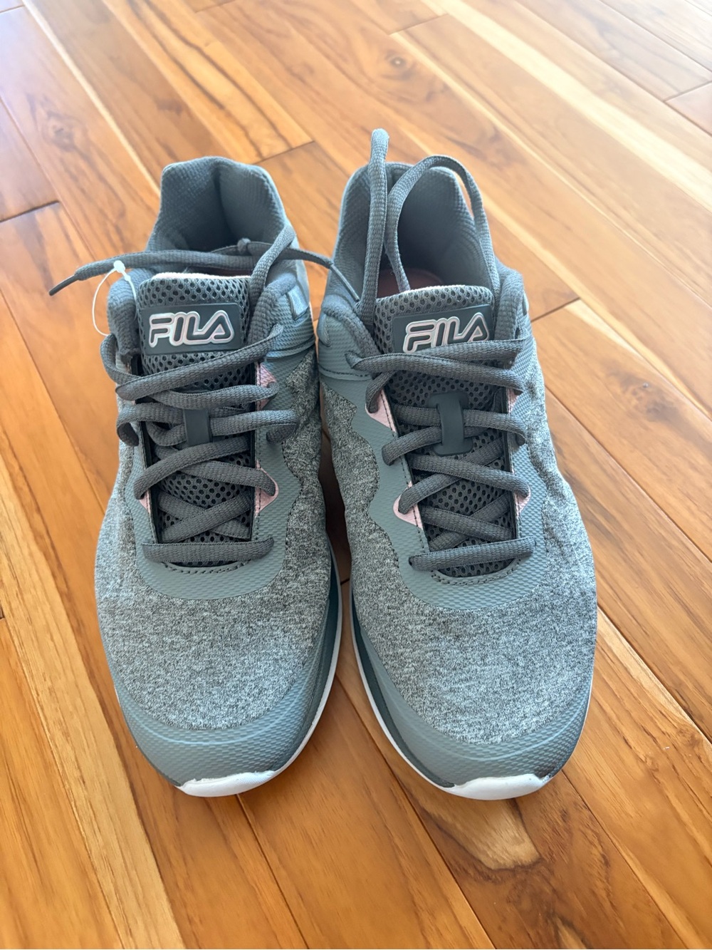 FILA Women's Gray Athletic Sneakers with Pink Accents